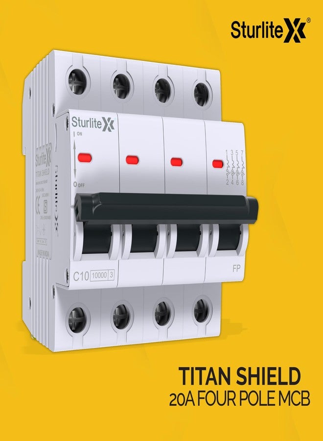Sturlite Titan Shield 20A Four Pole MCB| Overload & Surge Protection| 10-Year Warranty| Durable Polycarbonate Housing| C-Curve Tripping| 20A Breaking Capacity - Image 3